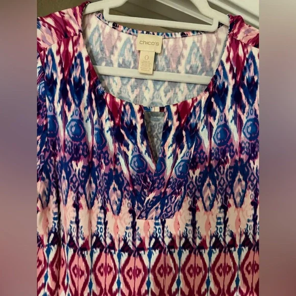 Chico's Pink and Blue Geometric Dress - Picture 4 of 5